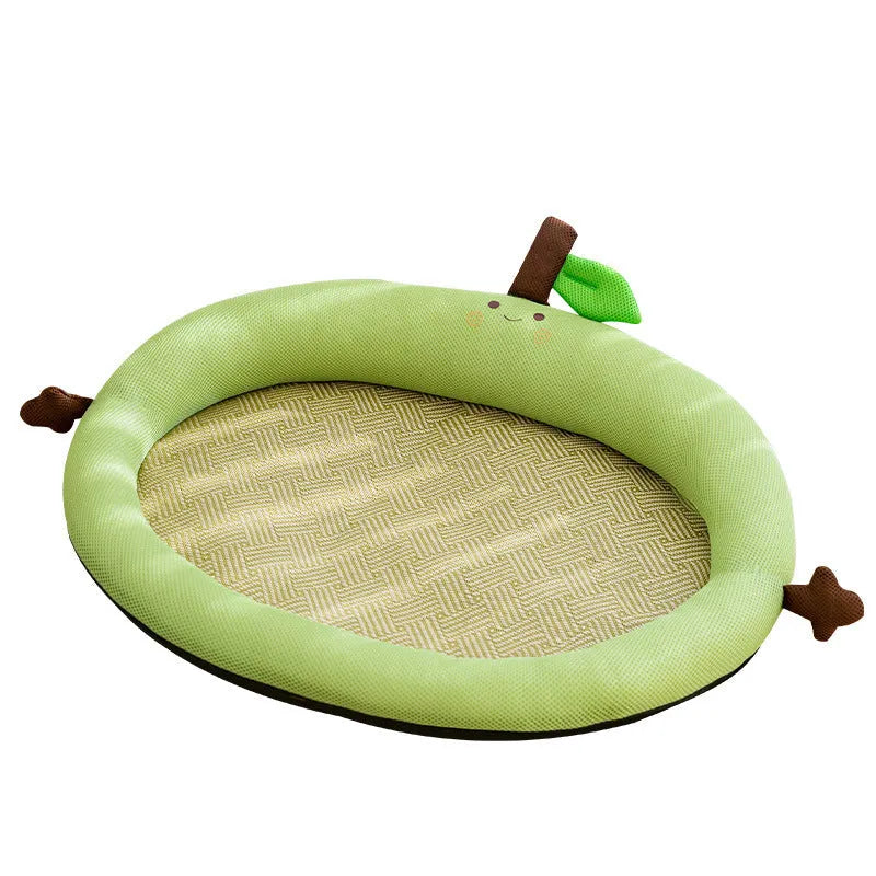 Fruit backrest pet nest mat in green or yellow with four size options for pets and toys