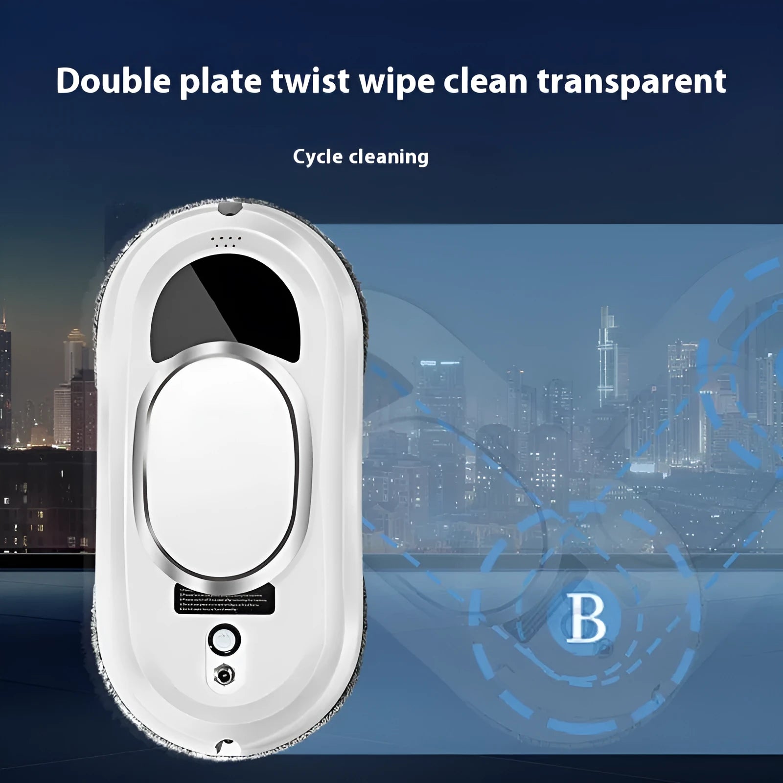 White full-automatic high altitude cleaning machine with remote control on a windowsill