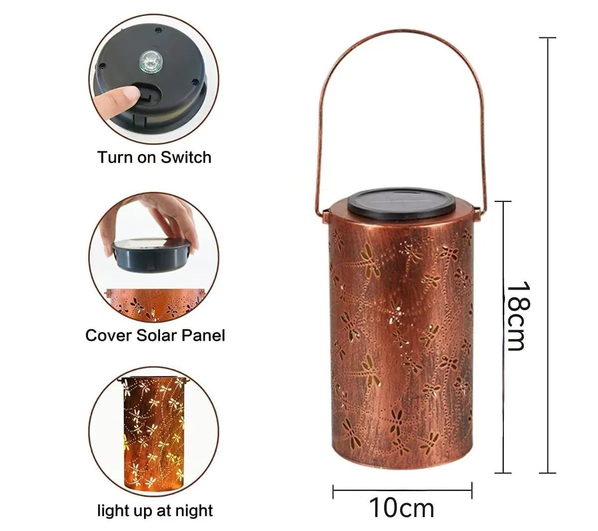 Solar-powered iron hanging ceiling lamp with decorative design for outdoor courtyards