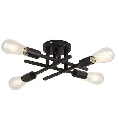 Nordic design 4-head ceiling lamp in Black Gold finish for living room
