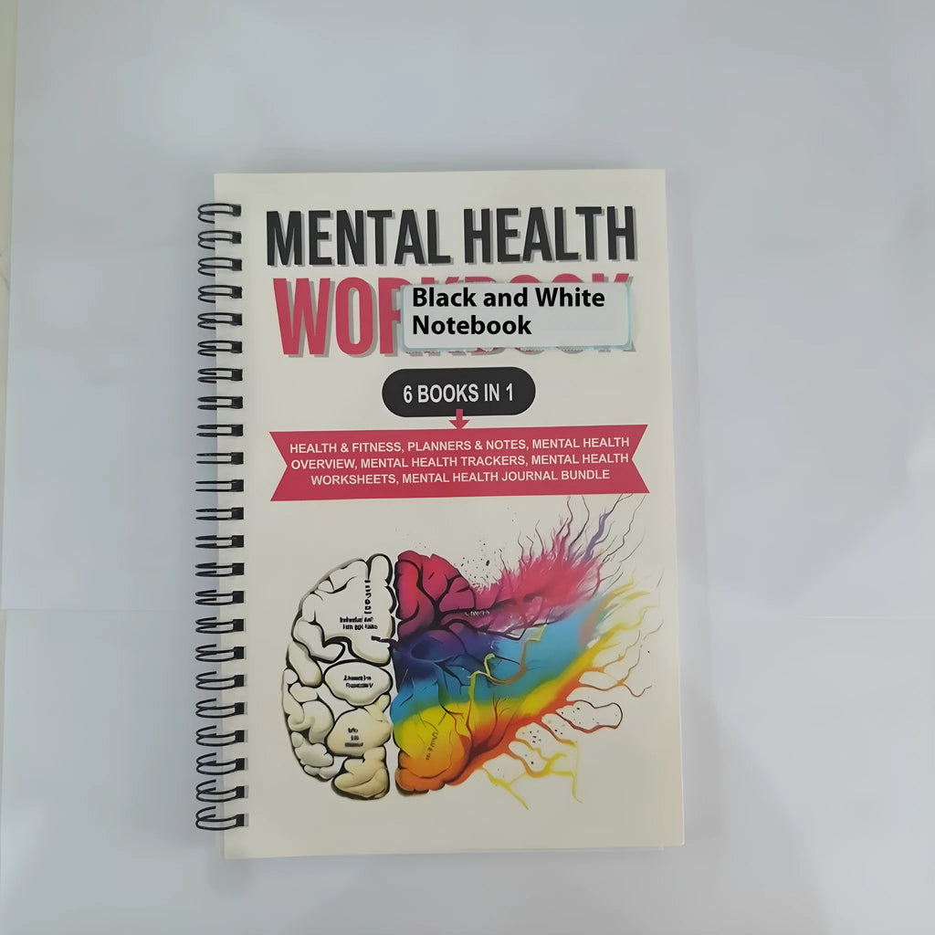 Pink brain mental health planning notepad with coil binding and 80g paper pages