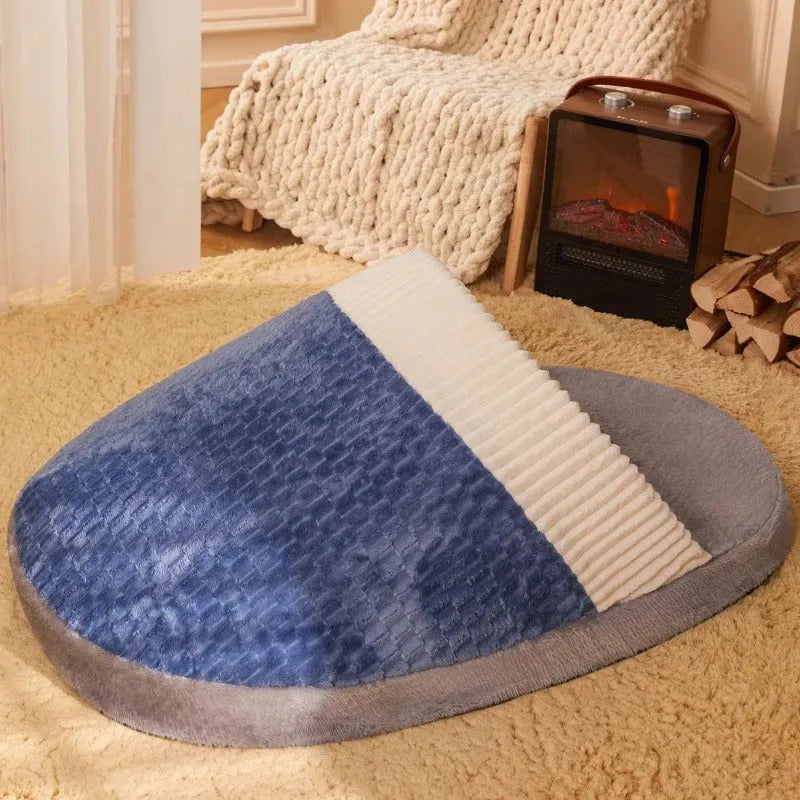 Blue dog nest sleeping bag with raised sides and a removable inner pillow for small dogs