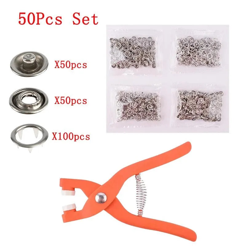 Stainless steel five-claw no-sew buttons measuring 9.5mm for children's clothing repair