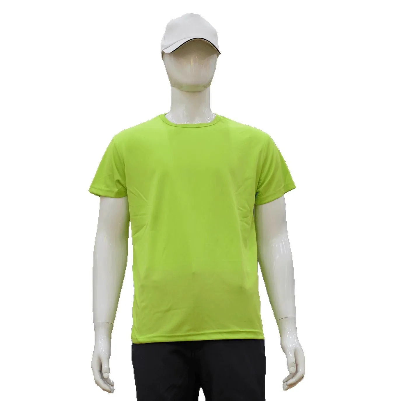 Short-sleeved slim fit round neck T-shirt in a bright colour on a hanger