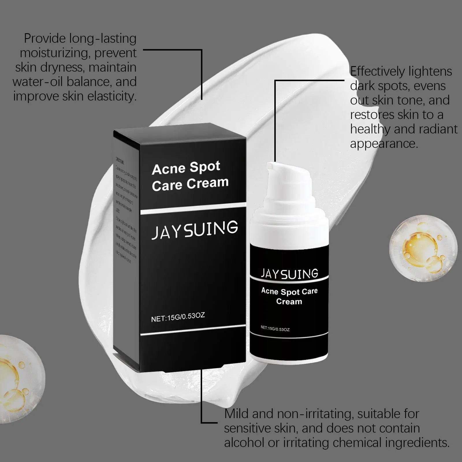 15g container of acne removing face cream with mint leaf, tea tree oil, and aloe ingredients
