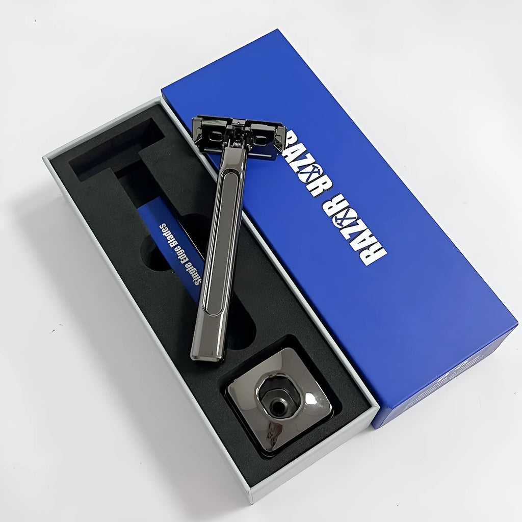 20T double-layer half-blade manual shaver in silver, gun, bronze, or gold-plated purple with 10 blades