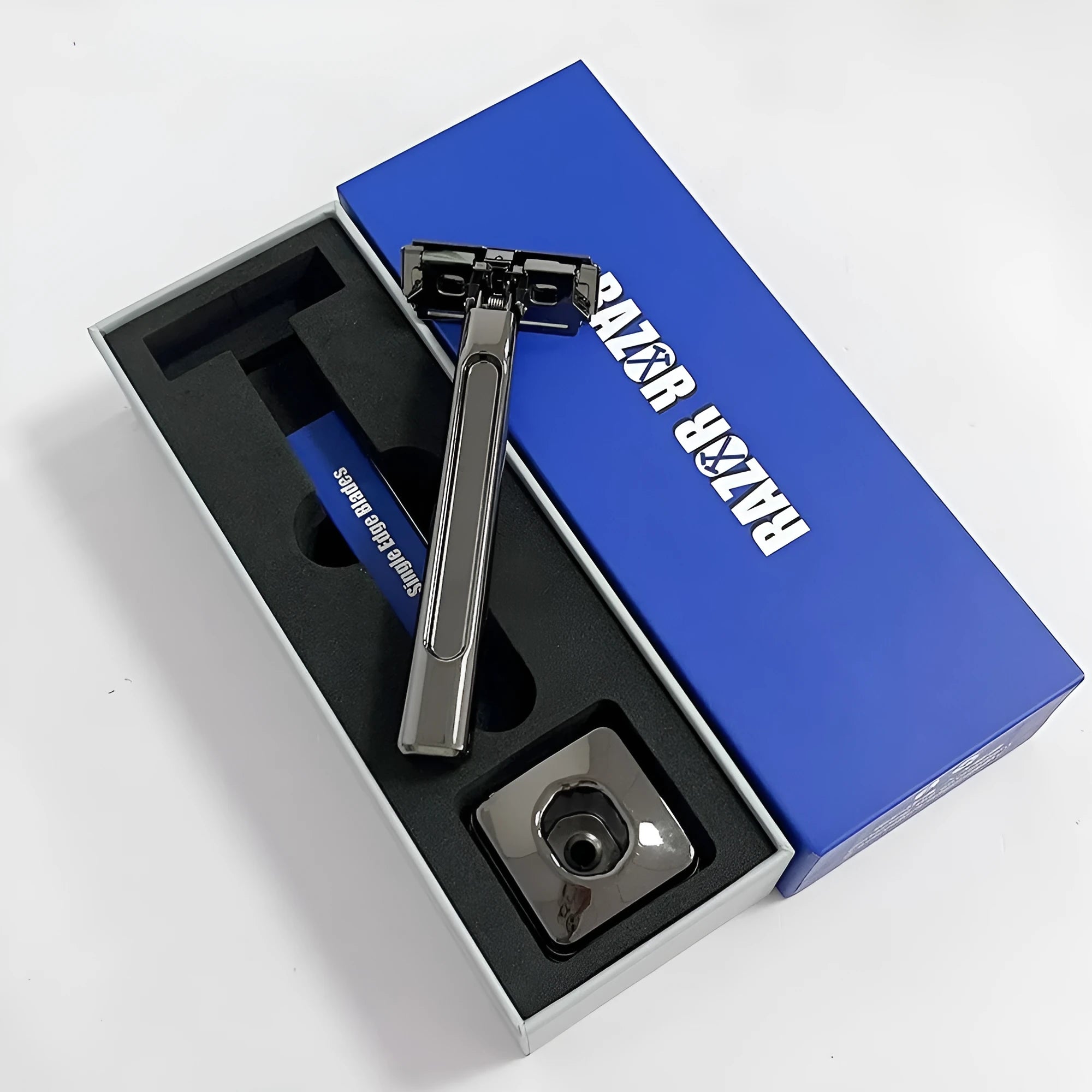 20T double-layer half-blade manual shaver in silver, gun, bronze, or gold-plated purple with 10 blades