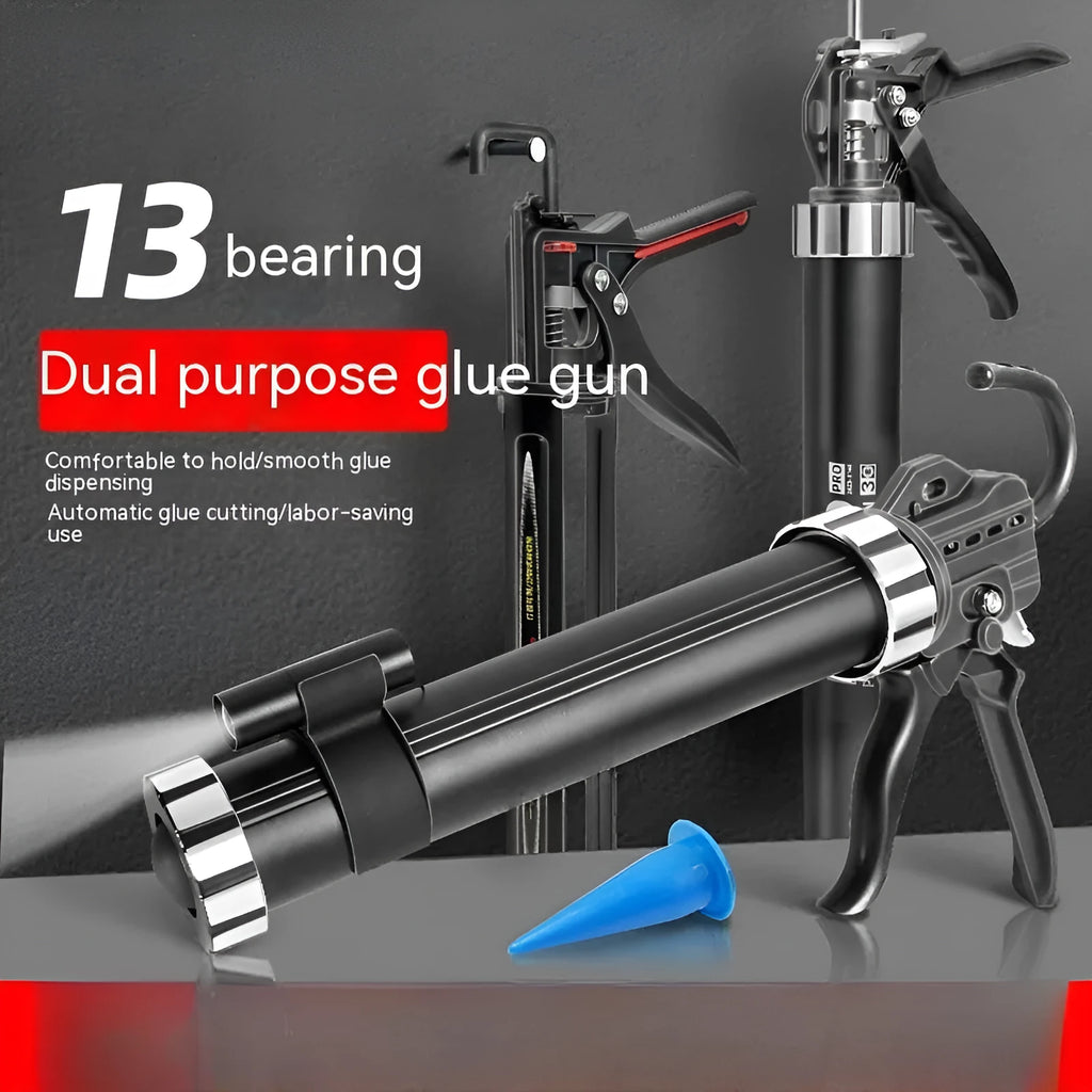 Aluminium alloy professional glue gun for silicone sealant and structural adhesive application.