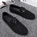 Men's black and grey suede casual shoes with rubber soles for summer.