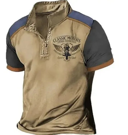 Loose fit golf polo shirt with digital print on polyester bird eye fabric.