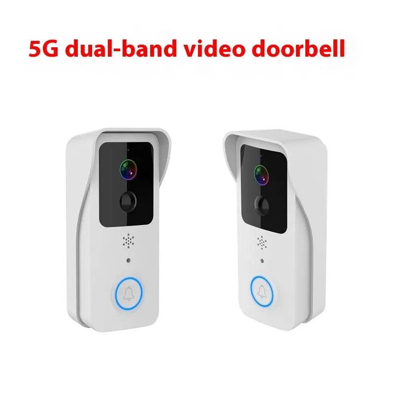 Black and white smart waterproof visual doorbell with remote intercom on a wall