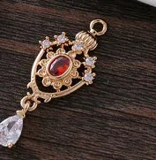 Small crown hollow water drop pendant with micro inlaid zircon details in five colours.