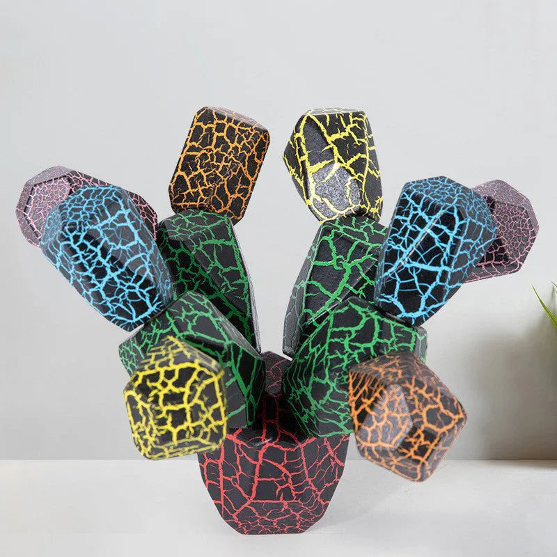 Kids rainbow assembling cactus wooden stacker building blocks on a light background
