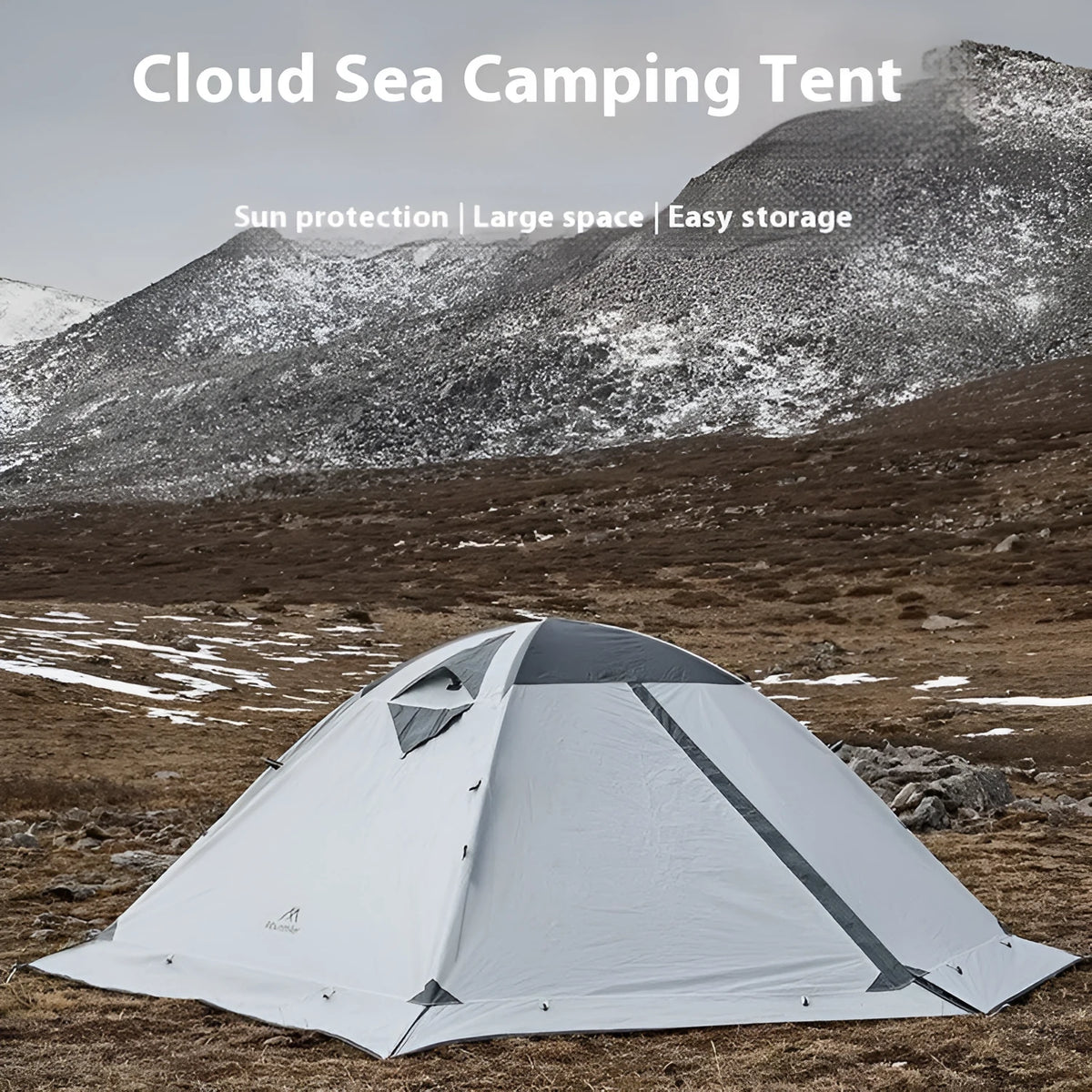 Camping rainproof sun protection portable storage tent 210D polyester checked cloth double 210x140x110cm wind resistance level 5-6 Moonlight White