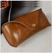 Leather glasses case for sunglasses storage in black, brown, and navy blue