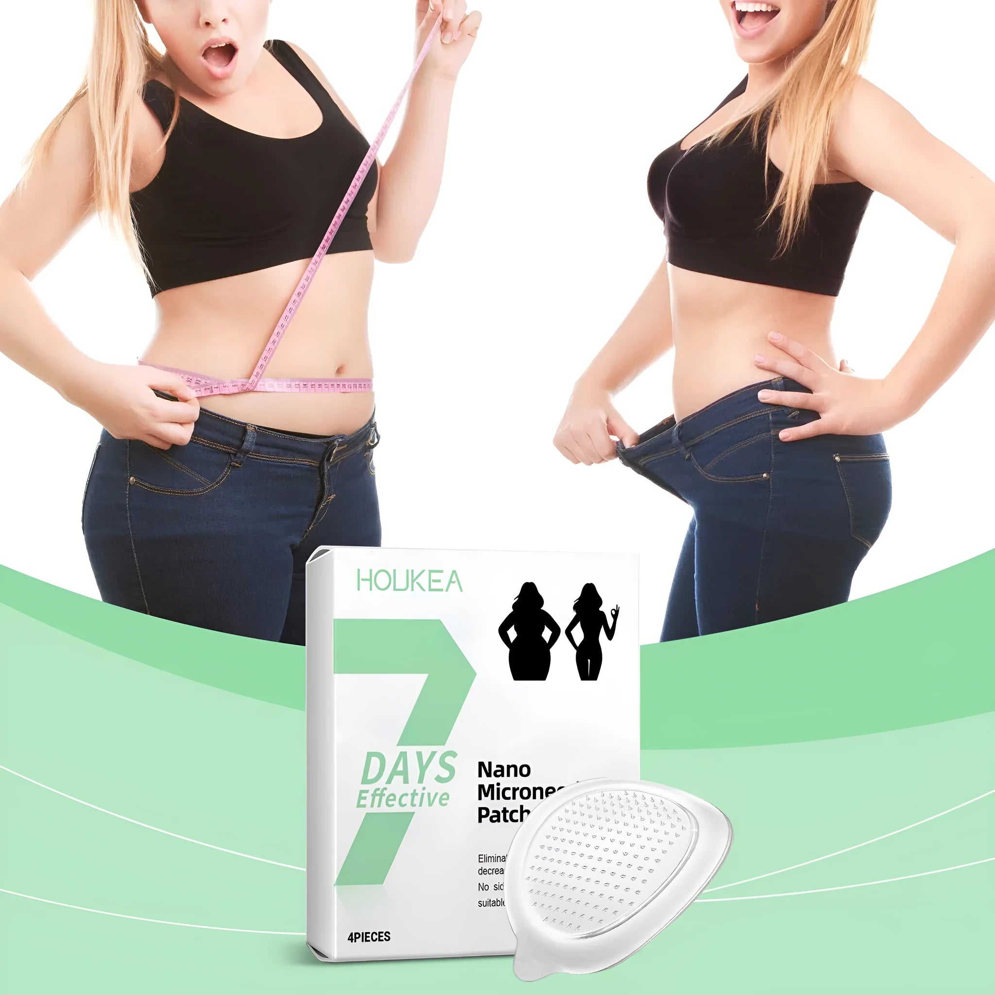 Four slimming nano microneedle stickers for face and body contouring with ginger and mugwort root.