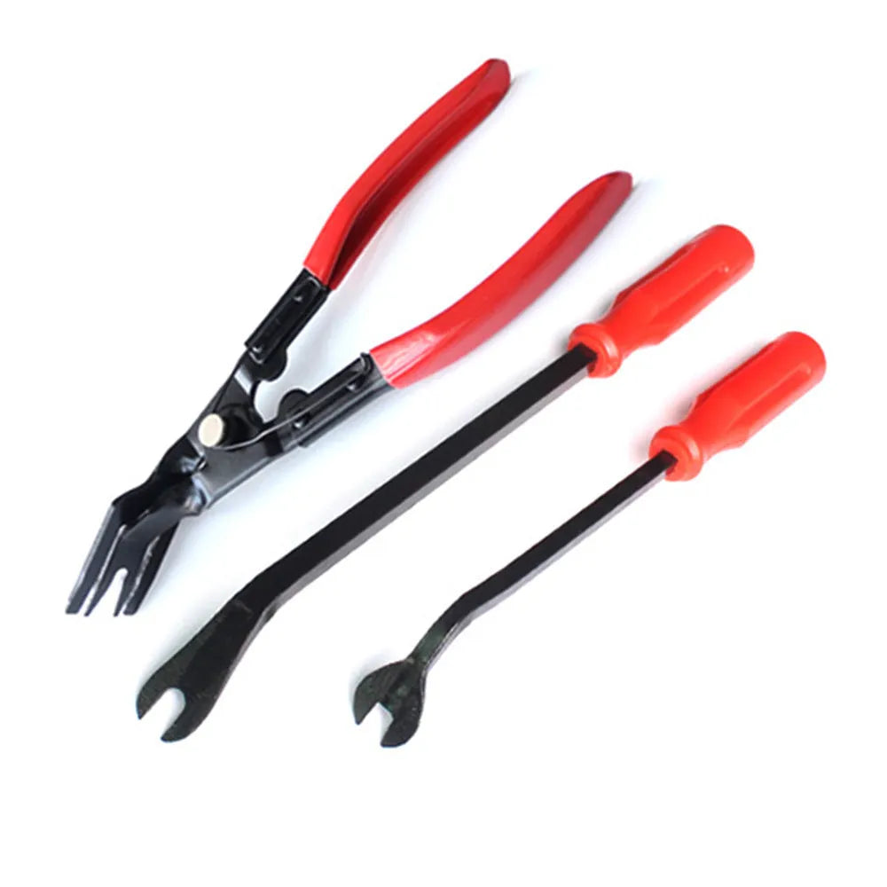 Red-handle steel light switch pliers for General Motors door panel clip installation