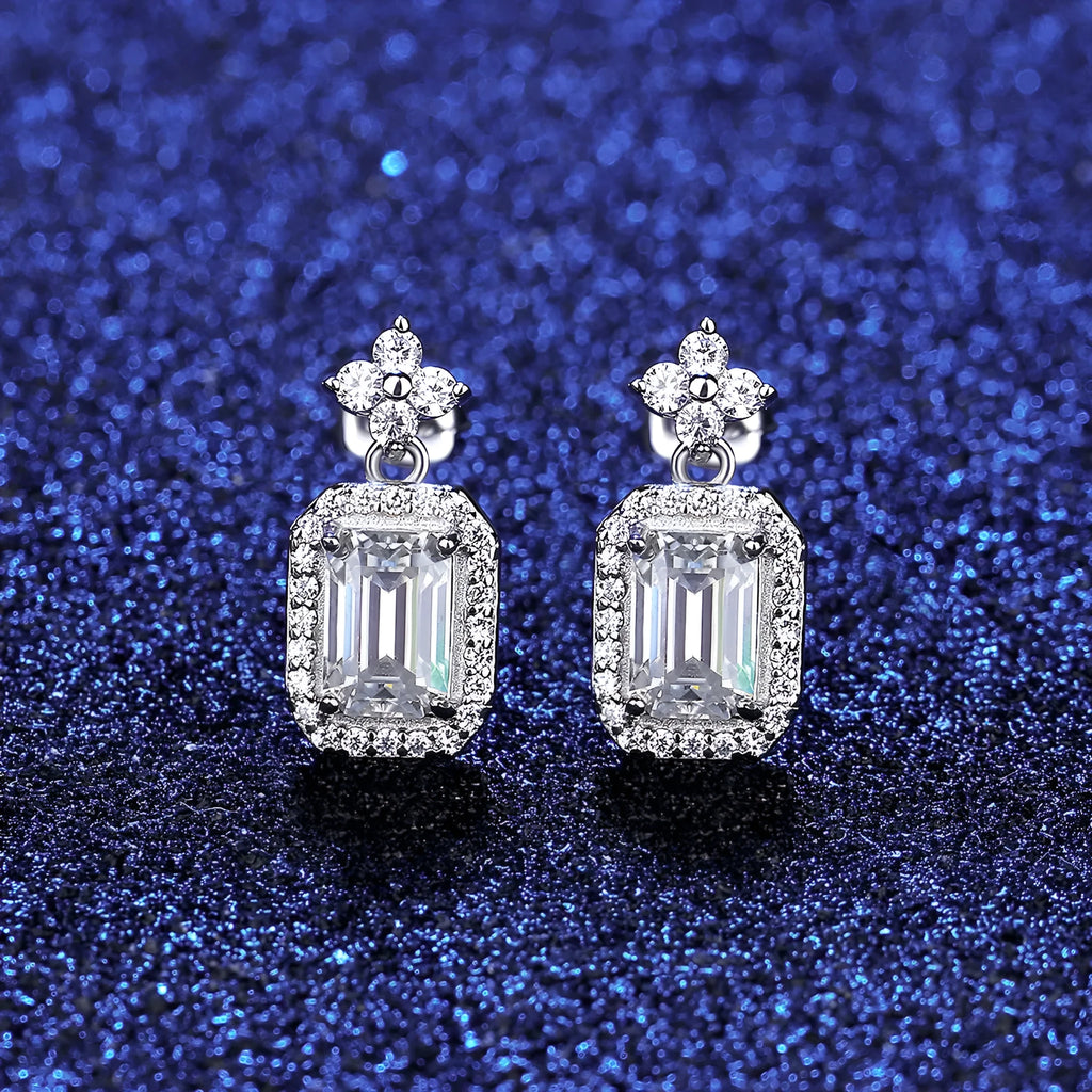 Pair of rectangular 925 silver women's earrings with electroplated finish, MSE23040303