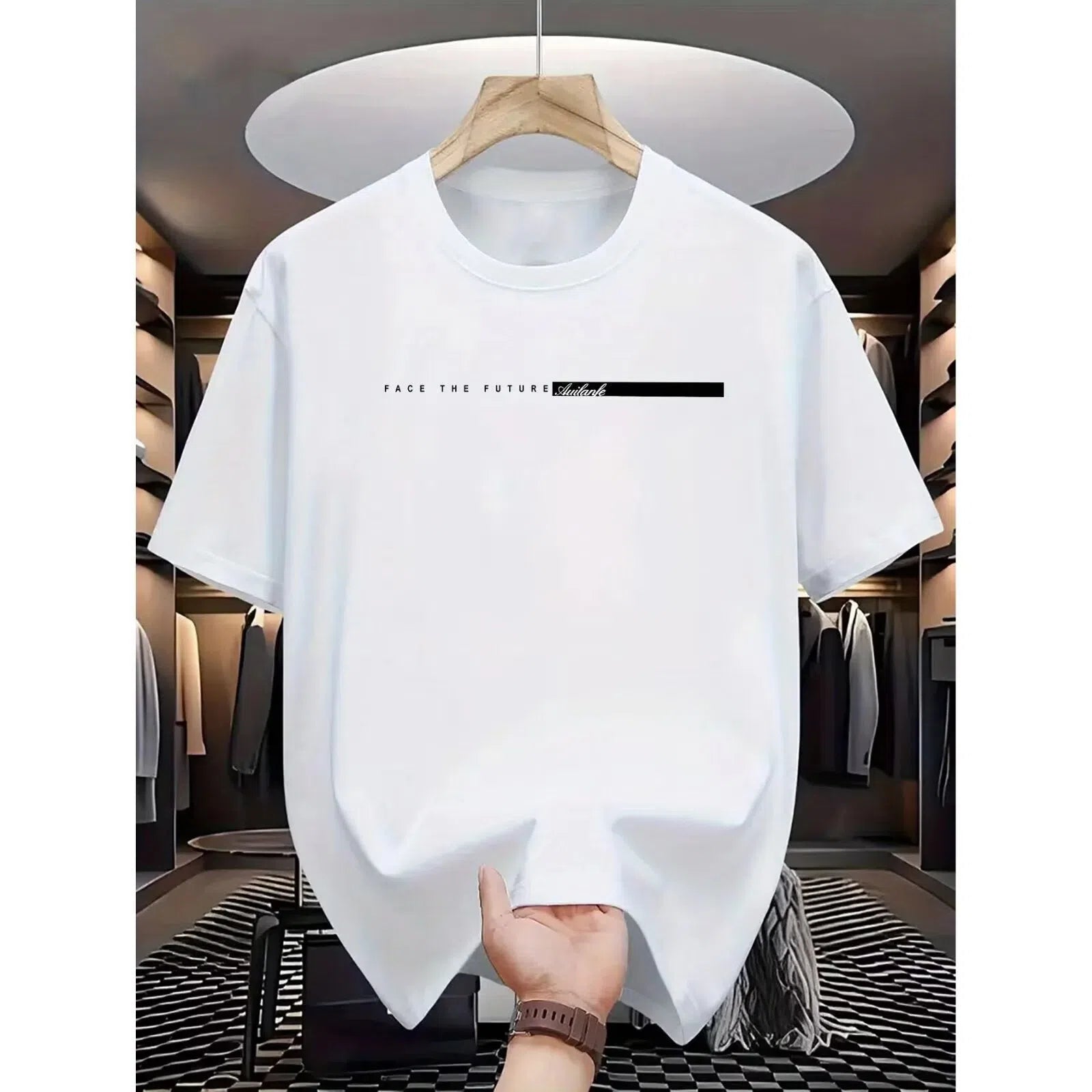 Men's cotton blend half sleeve bottoming shirt in solid colour loose fit