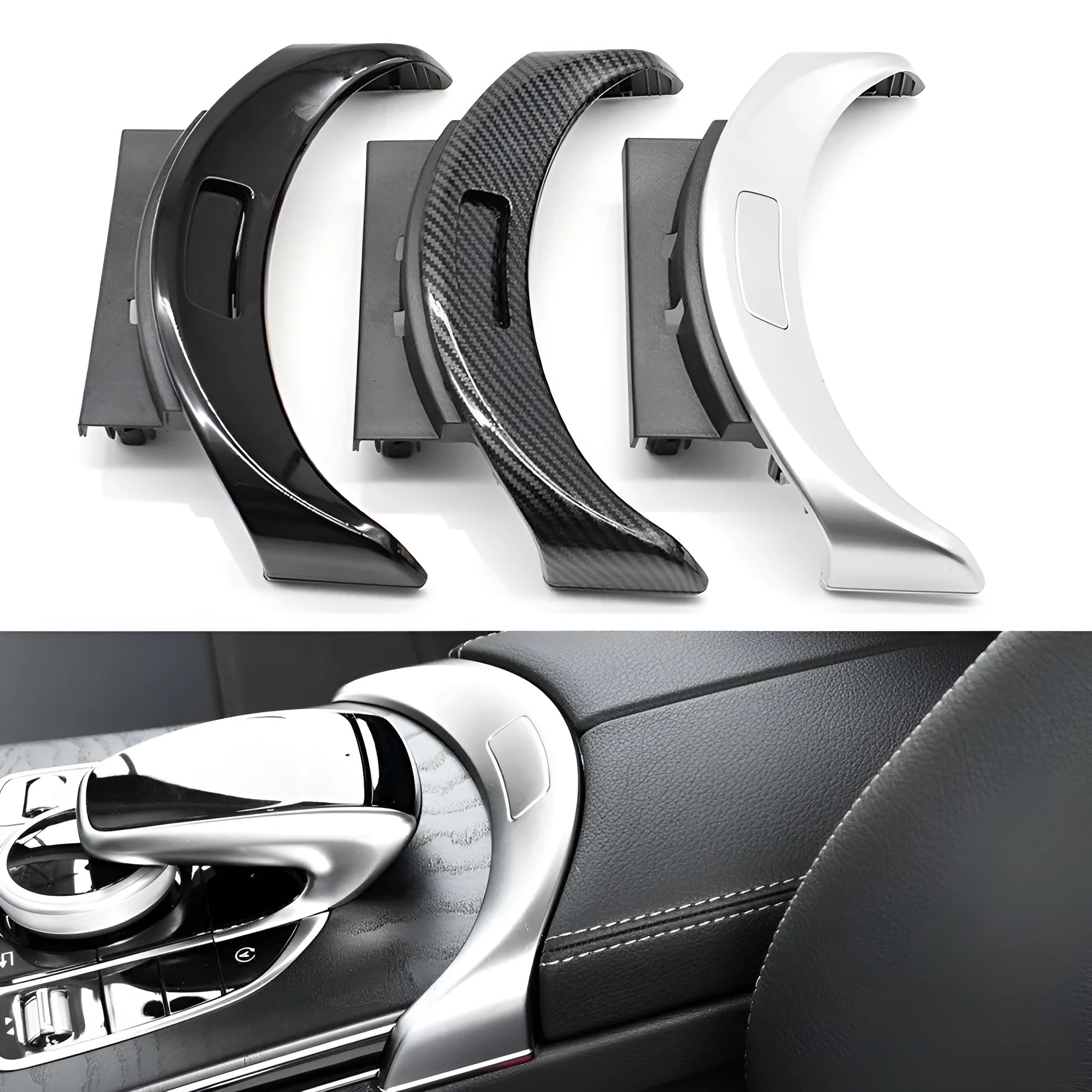 Mercedes-Benz C-Class GLC armrest box button electroplating panel in three finish options