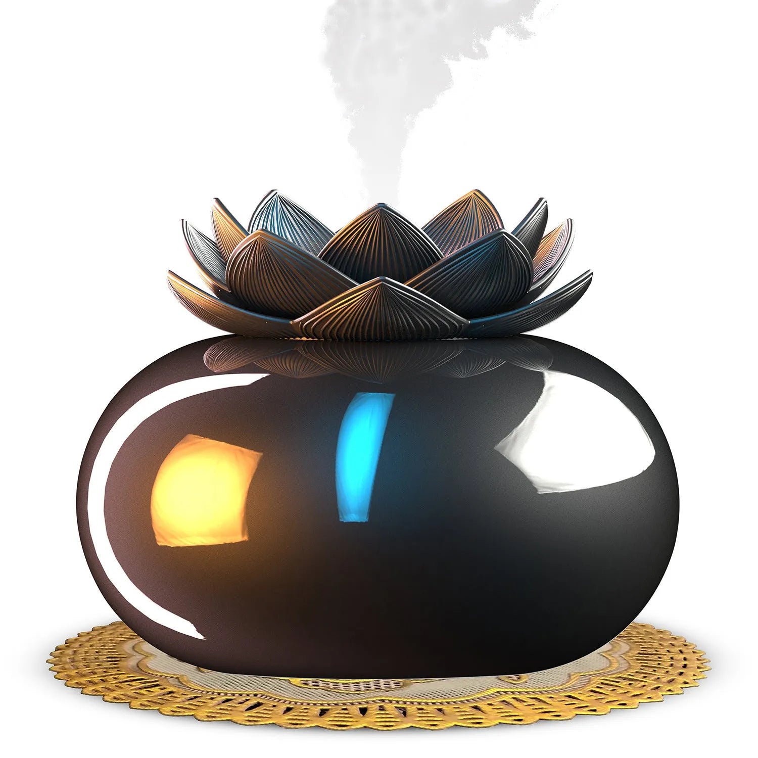 Black round USB-powered aromatherapy humidifier with ultrasonic operation