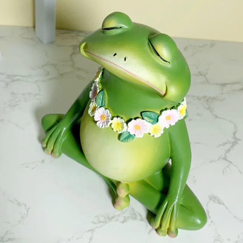 European-style Magic Yoga Frog home decoration in RDW123 colour, made from plastic and resin.