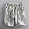 Men's striped cotton casual shorts with loose straight fit and micro elastic waist
