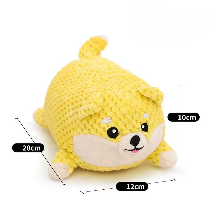 Large and medium plush calming dog toy with squeaker for chewing and teeth cleaning