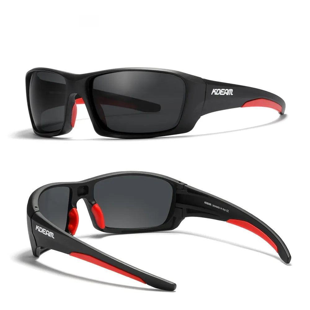 Ultralight polarised sports sunglasses with TR90 frame and silicone nose pads in multiple colour options.