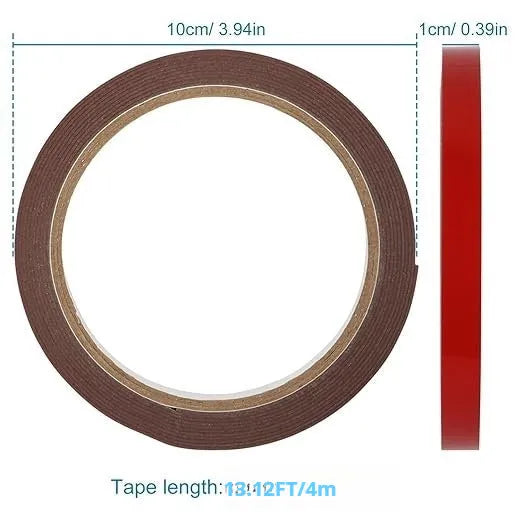 Red double car spread black gelatin sponge tape rolls, 10mm width on PE substrate, for indoor use