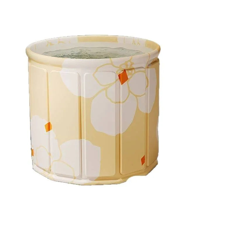 Foldable bath barrel for adults, thickened water-repellent cloth, 70cm diameter, sky blue colour