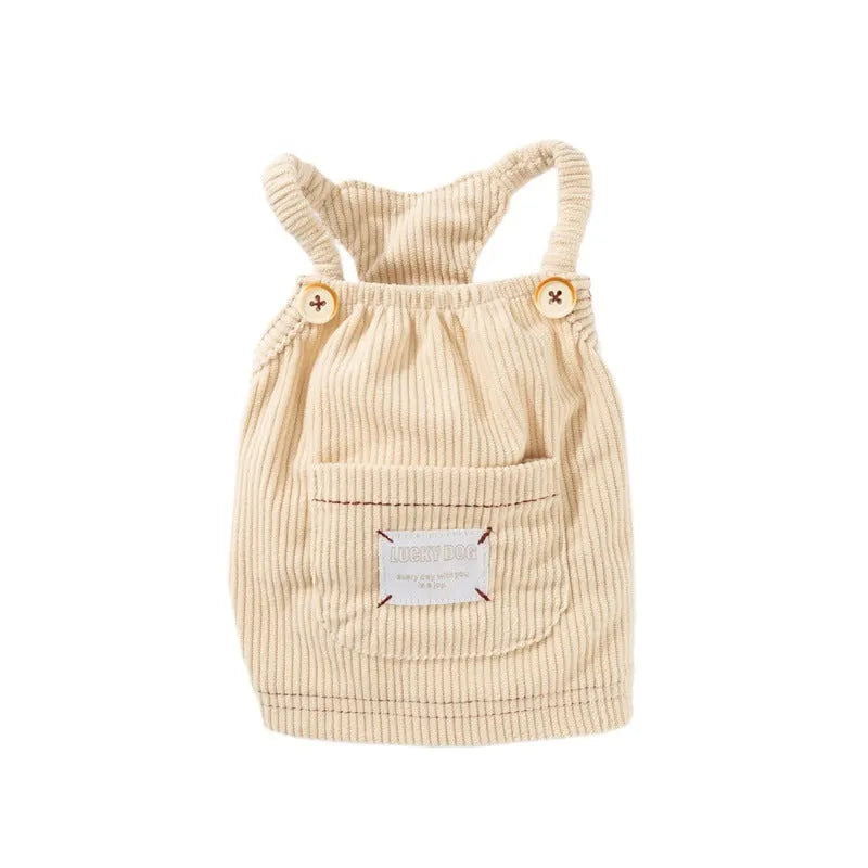 Solid-colour corduroy pet vest with wool Sherpa collar for small dogs, available in brown and white size XS to XXL