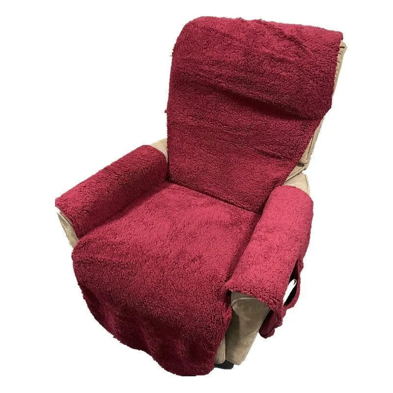 Lambswool coloured polyester sofa slipcover shown on a cushion, available in multiple sizes.