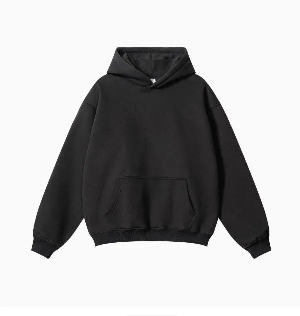 Men's cotton terry hooded sweater in loose fit with drop shoulder sleeves