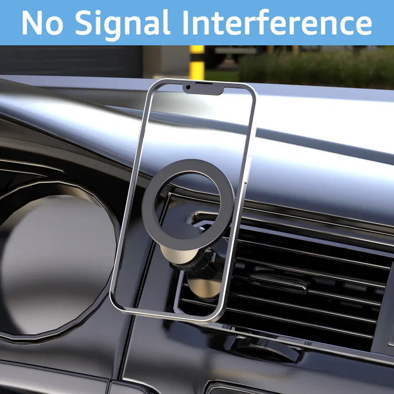 Black O-ring magnetic car phone holder for smartphones up to 6.8 inches