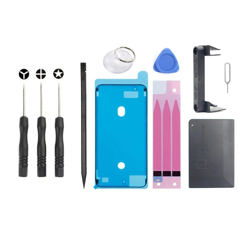 11-in-1 mobile phone battery disassembling tool kit with plastic and metal tools and adhesive for iPhone 7P