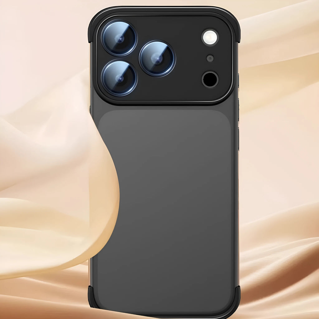 High-grade shell mobile phone case for iPhone 17 series in black, orange, grey, and desert colour options.