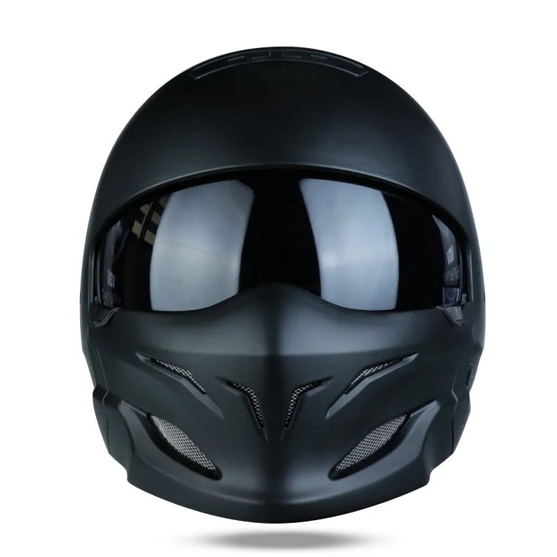 Black Scorpion vintage half helmet in matte black finish with ABS shell and removable lining