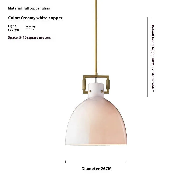 American retro striped glass chandelier with copper metal frame and transparent glass cover, 36cm diameter