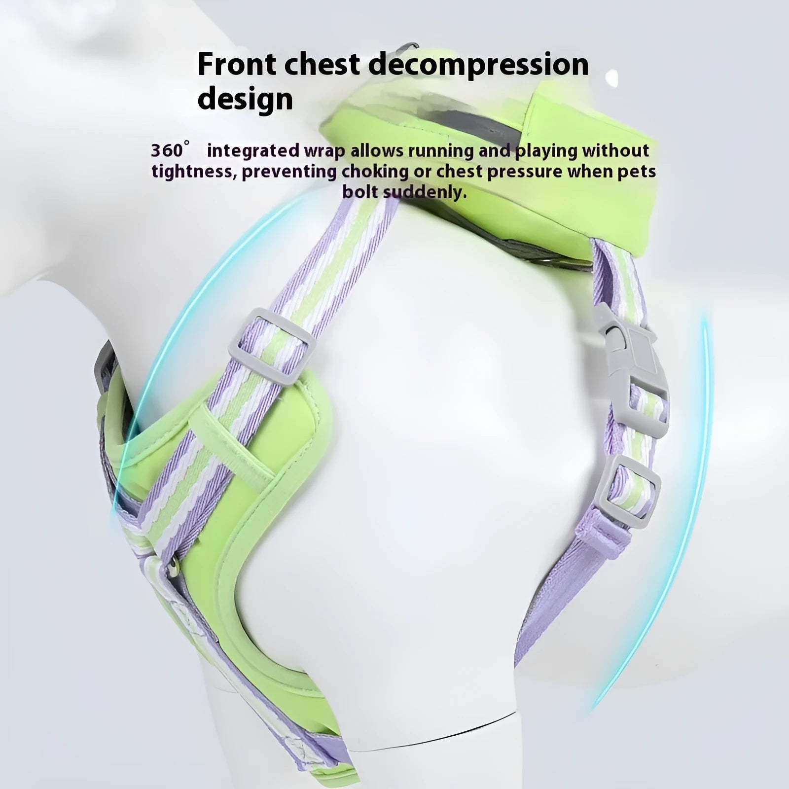 Explosion-proof anti-strangulation pet harness in Oxford cloth with a 1.5m traction rope.