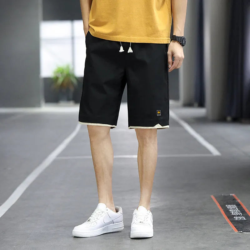 Straight loose casual beach shorts in micro-elastic polyester fabric available in multiple colours