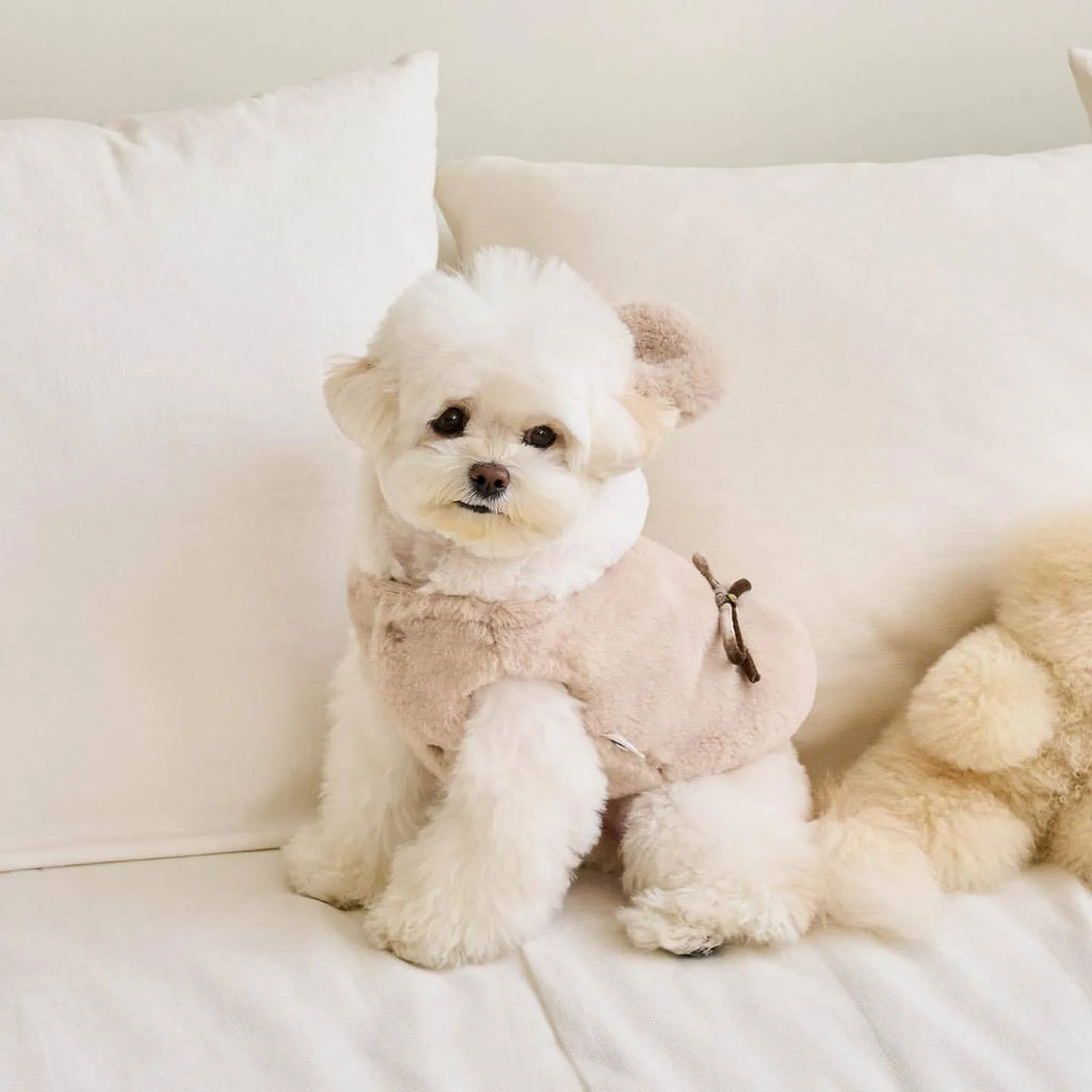 Light pink polyester warm coat for dog or cat in size M