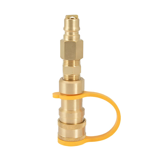Brass 3/8 inch American standard thread propane gas tank conversion connector and adapter kit.