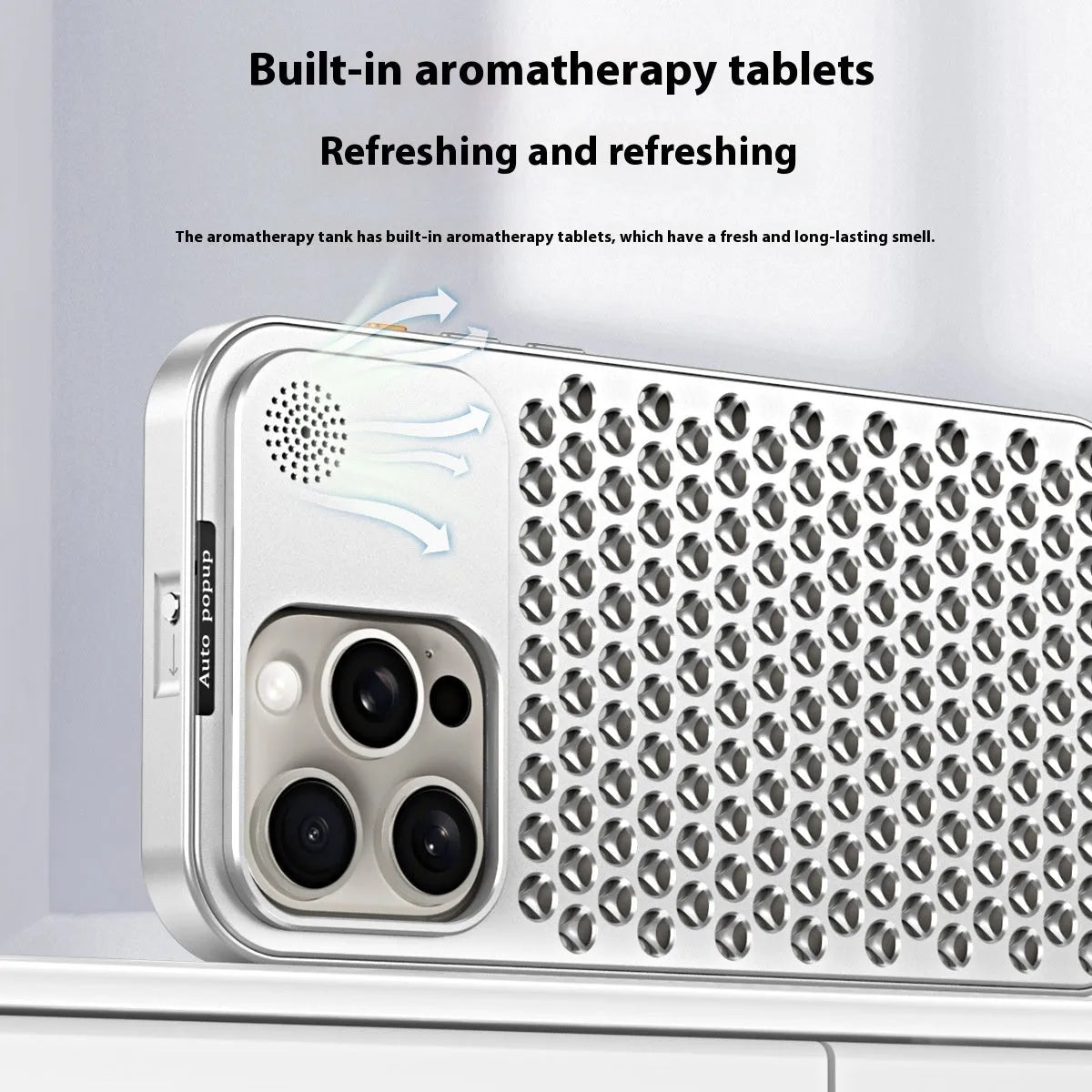 Aluminium alloy heat dissipation phone case for Apple iPhone in titanium black carved finish