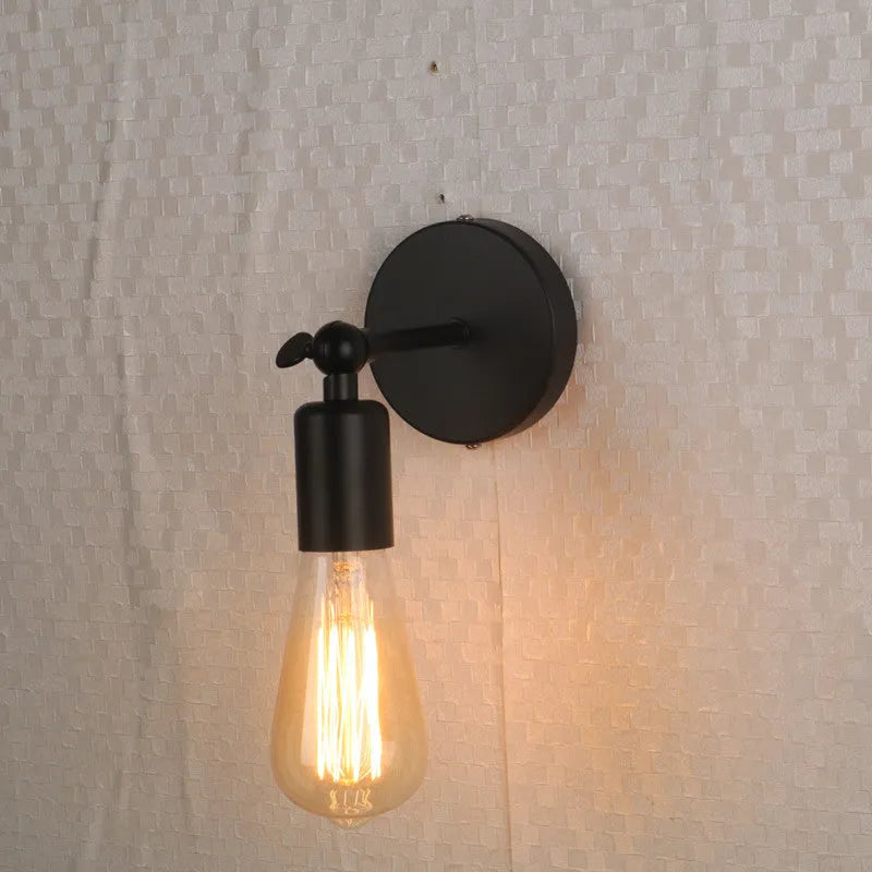 American black industrial style small wall lamp wrought iron antique finish E27 fitting for indoor leisure venues