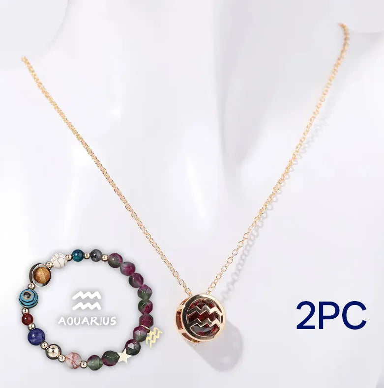 Natural stone beaded necklace and bracelet set showing coordinated jewellery pieces