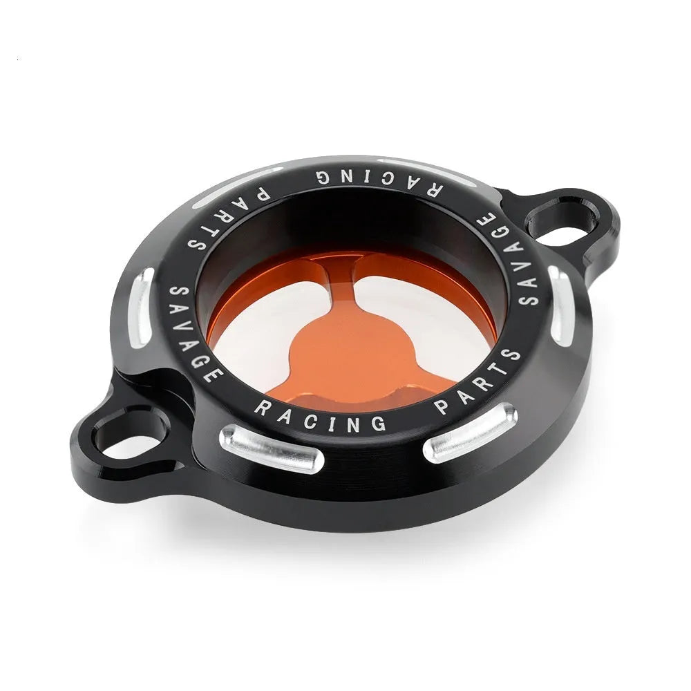 Transparent aluminium alloy oil filter cover for KTM DUKE motorcycles