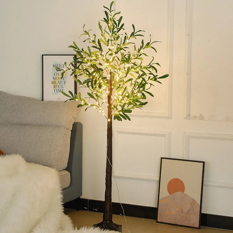 1.8m artificial olive tree with 210 warm USB lights for outdoor courtyard decoration