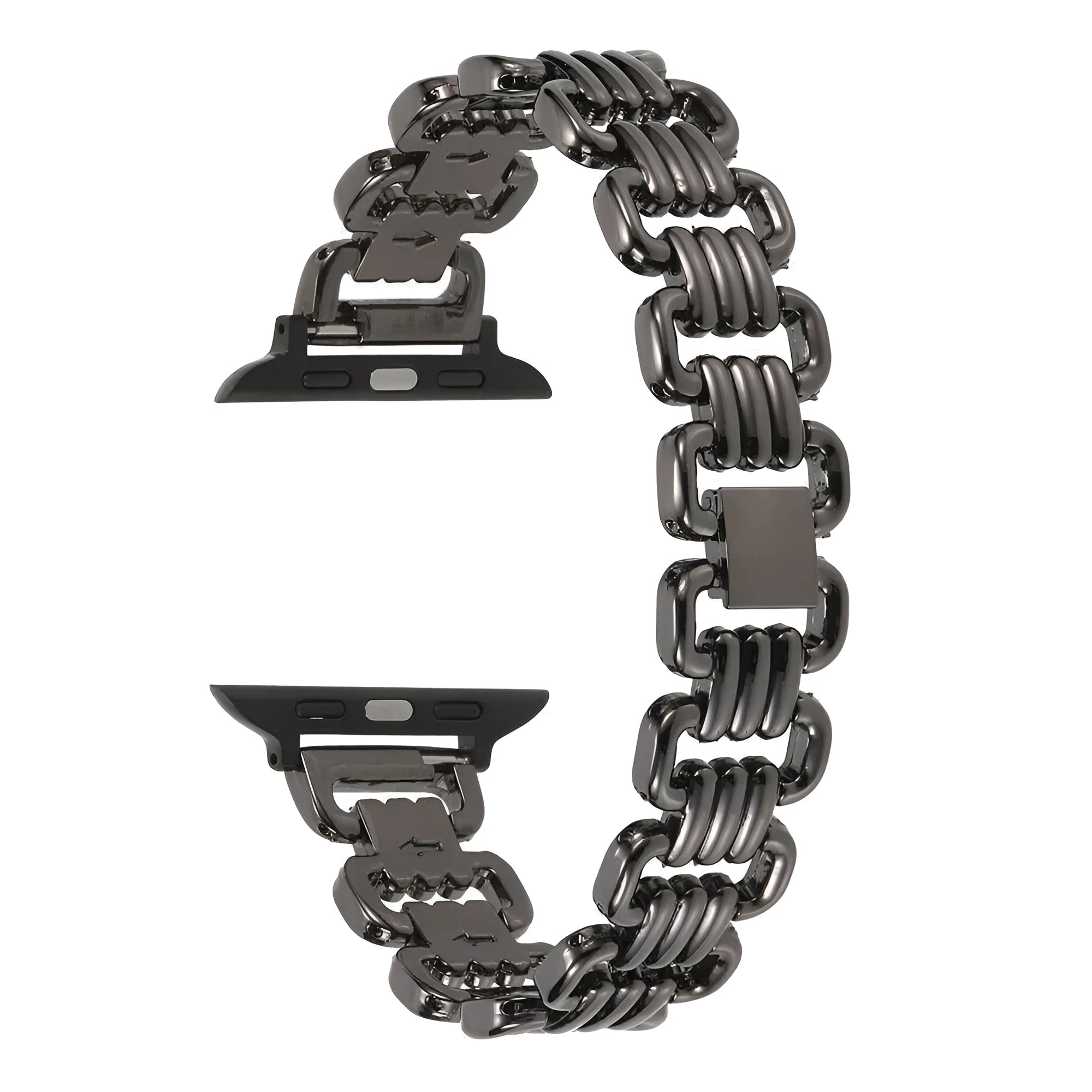 Alloy metal Apple Watch replacement band with adjustable stainless steel clasp in multiple colour options