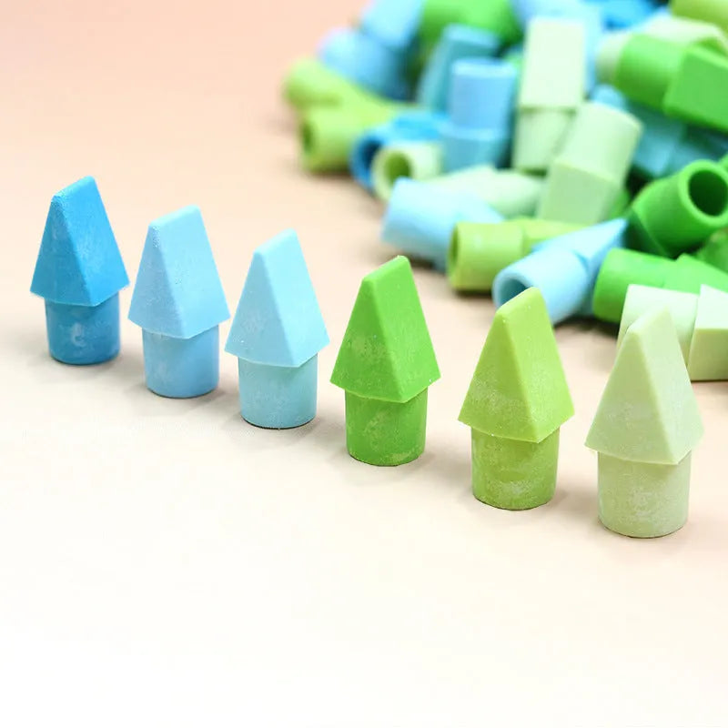 Color knife head bullet eraser in TPR material, 2.2g, random colour from 16 shades including bright red and dark blue